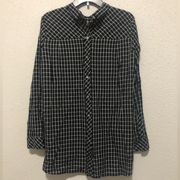 J. Jill peter pan collar grid button back long sleeve top - Picture 3 of 4